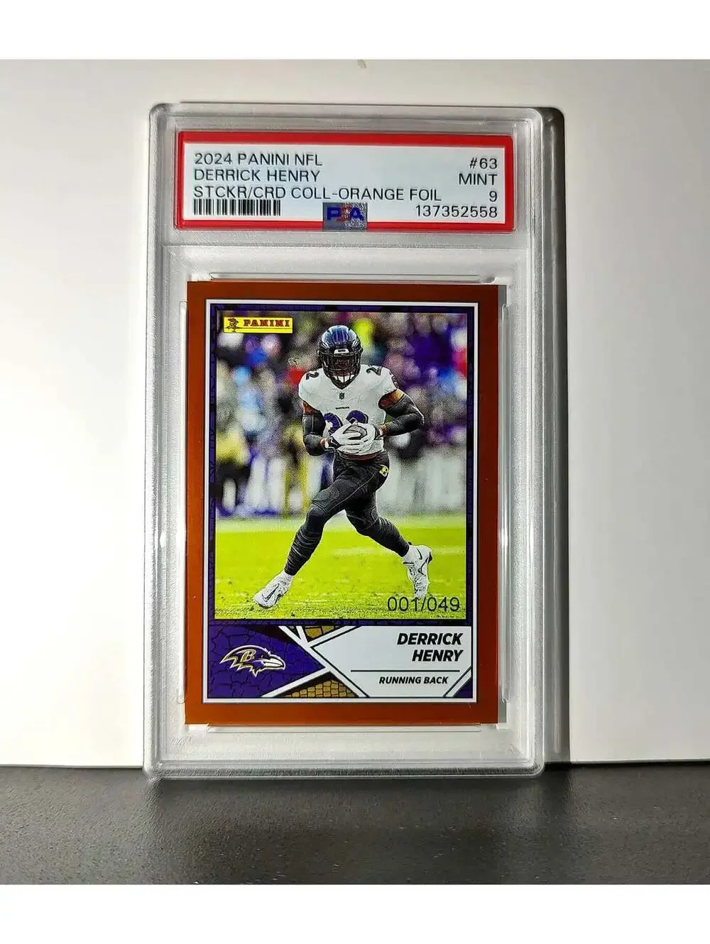 Derrick Henry 2024 Panini Sticker Collection 001/049 #63 Bronze Foil PSA 9 Mint